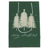 Sage Funkelnd frohe Weihnachtsbaumen Urlaub Mittlere Geschenktüte (Rückseite)
