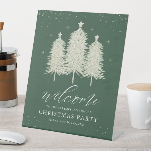 Sage Funkelnd Weihnachtsbaumen Weihnachtsfeiertag Sockelschild (In Situ)