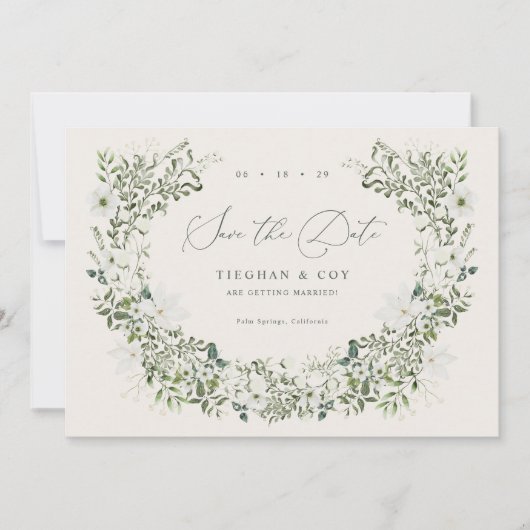 Sage Garden Save the Date Hochzeitsankündigung (Vorderseite)