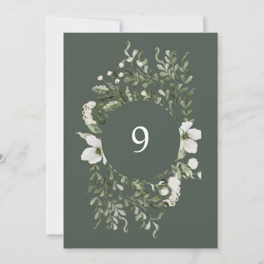 Sage Garden Tischnummer Hochzeitsempfang (Vorderseite)