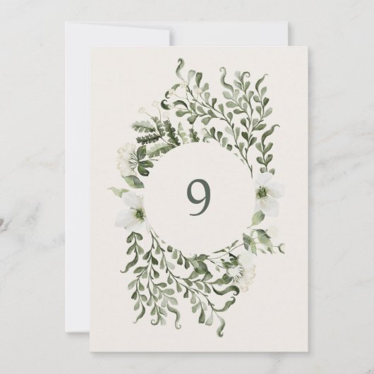 Sage Garden Tischnummer Hochzeitsempfang (Vorderseite)