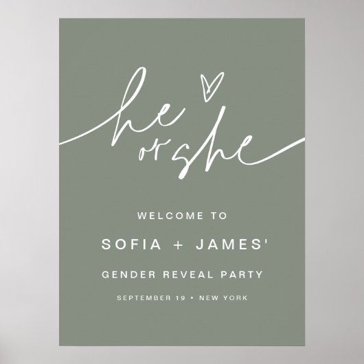 SAGE Gender Reveal Begrüßungszeichen 18x24 Poster (Vorne)