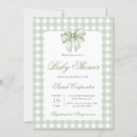 Sage Gingham and Bow Baby Shower