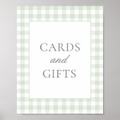 Sage Gingham Baby Duschkarten und Geschenkschild Poster (Vorne)