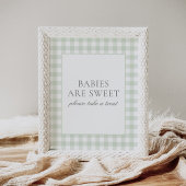 Sage Gingham Baby Shower Babys sind Sweet Sign Poster