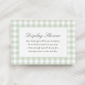 Sage Gingham Baby Shower Dusche Begleitkarte