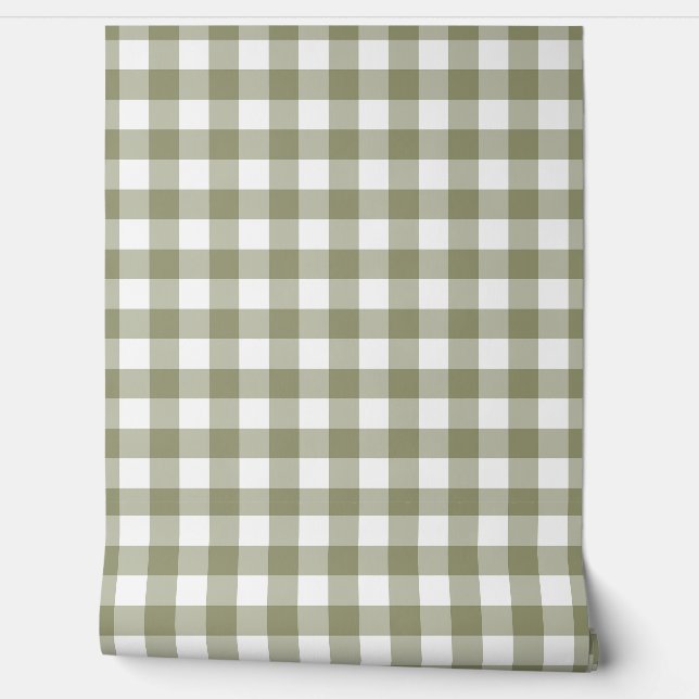 Sage Gingham Check Green Buffalo Plaid Tapete (Abrollen)
