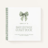 Sage Gingham Coquette Bow Baby Showbook Notizblock (Vorderseite)