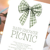 Sage Gingham Coquette Bow Baby Shower Picnic Einladung