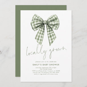 Sage Gingham Coquette Locale Grown Baby Shower Einladung