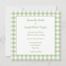 Sage Gingham Country Wedding Einladung