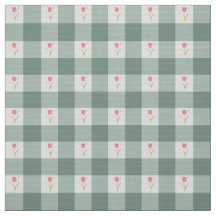 Sage Gingham Floral Fabric by the Yard