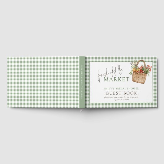Sage Gingham Fresh off Market Brautparty Gästebuch (Voll)