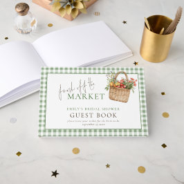 Sage Gingham Fresh off Market Brautparty Gästebuch
