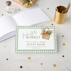 Sage Gingham Frisch vom Markt Brautdusche Gästebuch