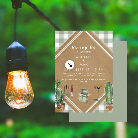 Sage Gingham Honey Do Dusche Einladung