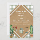 Sage Gingham Honey Do Dusche Einladung (Vorderseite)