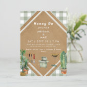 Sage Gingham Honey Do Dusche Einladung (Stehend Vorderseite)