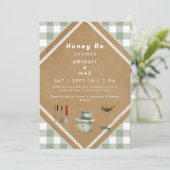 Sage Gingham Honey Do Dusche II Einladung (Stehend Vorderseite)