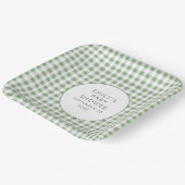 Sage Gingham Name Lokal Grown Baby Shower Pappteller (Gewinkelt)