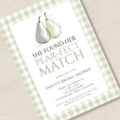 Sage Gingham Pears Pear-fect Match Bridal Shower Einladung
