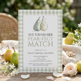 Sage Gingham Pears Pear-fect Match Bridal Shower Einladung