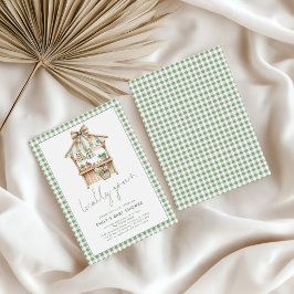 Sage Gingham Script Lokal Grown Baby Shower Einladung