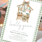 Sage Gingham Script Lokal Grown Baby Shower Einladung