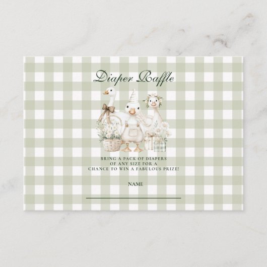 Sage Gingham Silly Goose Diapper Raffle Begleitkarte (Vorderseite)