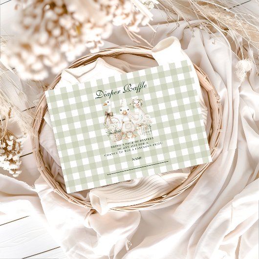 Sage Gingham Silly Goose Diapper Raffle Begleitkarte