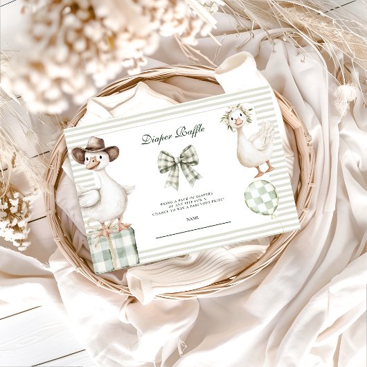 Sage Gingham Silly Goose Diapper Raffle Begleitkarte