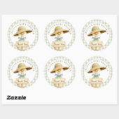 Sage Gingham Silly Goose Thank You Baby Shower  Runder Aufkleber (Blatt)