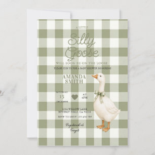 Sage Gingham Verrückte Gans Baby Shower Einladung
