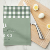 Sage Gingham Zuhause Sweet Zuhause Custom Zip Code Geschirrtuch (Viertel Falte)