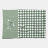 Sage Gingham Zuhause Sweet Zuhause Custom Zip Code Geschirrtuch (Horizontal)