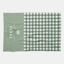 Sage Gingham Zuhause Sweet Zuhause Custom Zip Code Geschirrtuch