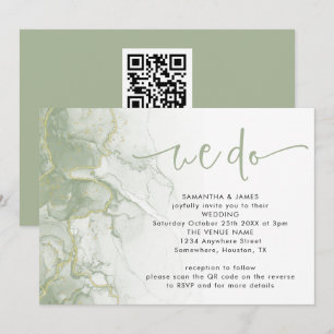 Sage Gold Achat Schrift Wir Machen QR Code Hochzei Einladung