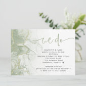 Sage Gold Agate Script wir machen QR Code Hochzeit Einladung (Stehend Vorderseite)