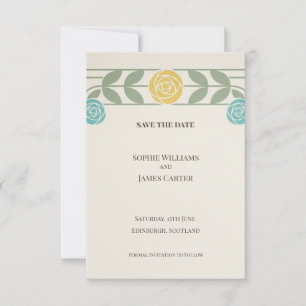 Sage Gold Art Deco Hochzeitseinladung Save The Date