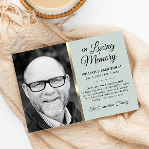 Sage Gold Beileid Beerdigung Gedächtnis DANK IHNEN Dankeskarte