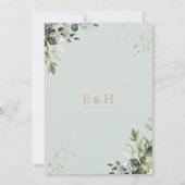 Sage gold eucalyptus geometric A5 wedding invite Einladung (Rückseite)