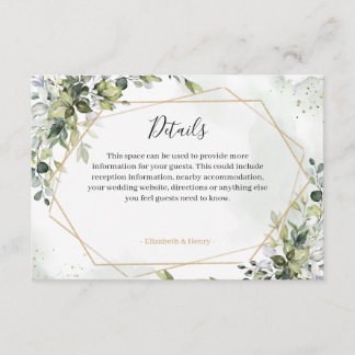 Sage gold eucalyptus geometric wedding detail card begleitkarte