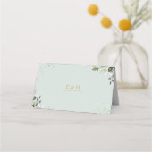 Sage gold eucalyptus geometric wedding place card platzkarte (Rückseite)