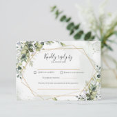 Sage gold eucalyptus geometric wedding RSVP card Karte (Stehend Vorderseite)