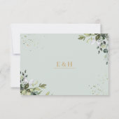 Sage gold eucalyptus geometric wedding RSVP card Karte (Rückseite)