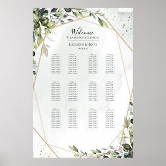 Sage Gold Eukalyptus Boho Hochzeit Sitzplan Poster