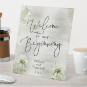 Sage & Gold Floral Herzlich willkommen bei uns Sockelschild (In Situ)