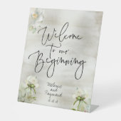 Sage & Gold Floral Herzlich willkommen bei uns Sockelschild (Vorderseite)