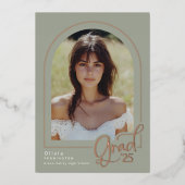 Sage Gold Foil Foto Abschluss Ankündigung (Vorderseite)