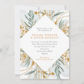 Sage & Gold Glitzer Geometric Winter Wedding Einladung (Vorderseite)